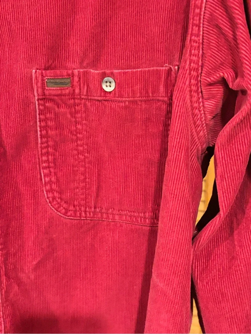 Vintage Unisex St. John's Bay Red Corduroy Button-Down Shirt cozy layer classic